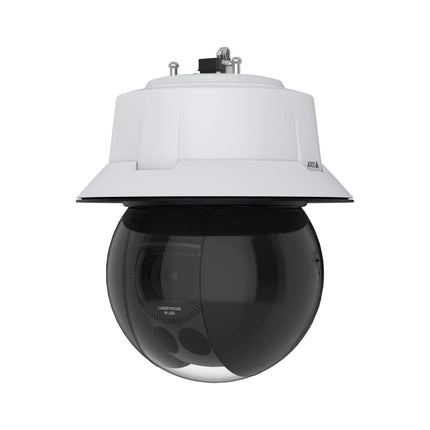 AXIS Q6358-LE 4K UHD outdoor-ready PTZ network camera with its heavy-duty housing, premium optical lens dome assembly, and integrated infrared arrays.