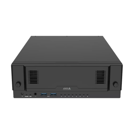 AXIS S2208 Appliance Mk II (02807-006) compact all-in-one recorder featuring 8 integrated PoE ports and sleek black finish.