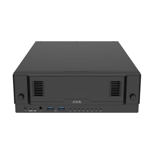 AXIS S2208 Appliance Mk II (02807-006) compact all-in-one recorder featuring 8 integrated PoE ports and sleek black finish.