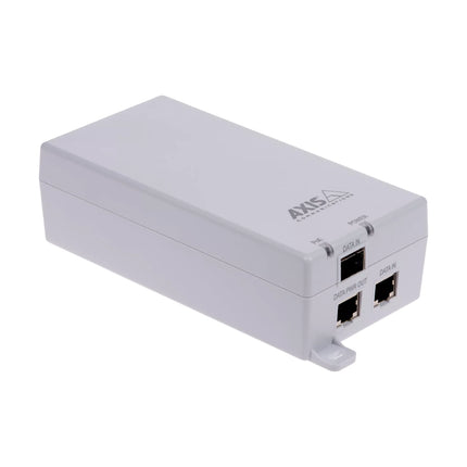 Rear panel view of the AXIS T8154 60W midspan showing AC power inlet socket and integrated wall mounting keyholes.