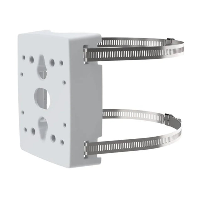 AXIS T91B47 white marine-grade outdoor pole mount bracket for 50mm to 150mm diameter poles in Australia.