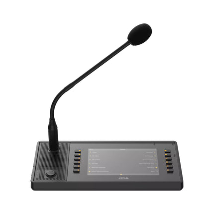 Close-up of the AXIS TC6901 microphone capsule fitted with a snap-fit foam windscreen for reduced pop and background noise [1.1.5, 1.1.6].