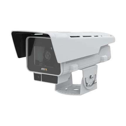 AXIS TQ1501-E crane and traffic mount showing sealed NEMA 4X cable pass-through entry and pole mounting assembly.