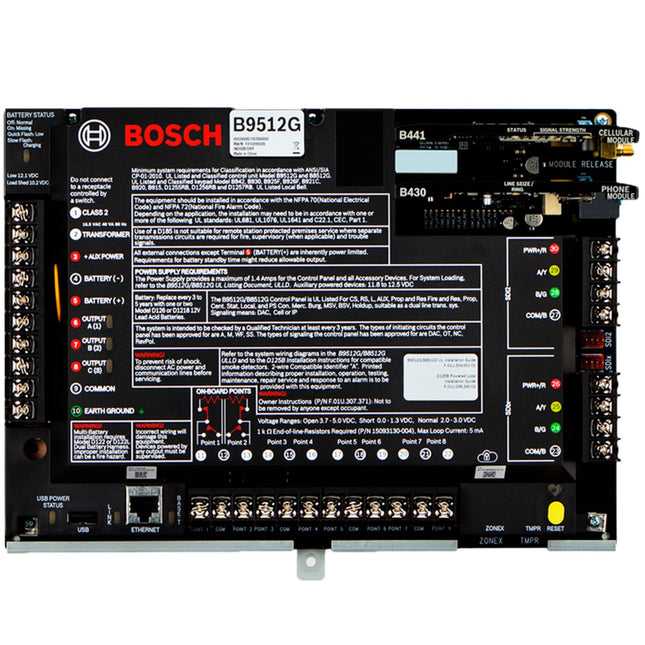 Bosch G - series Hardwired Alarm Panel/ Access Control Panel Black 8x Zone Expand Up to 599 Zone 3x Output Expand Up to 599 Zone 32 Areas 2000 Users 32 Doors 32 Keypad 504 Wireless 10,192 Events PCB Enclosure Mount 16 - 18VAC Max 16 IP CAM *required PSU* - CCTV Guru