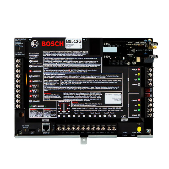 Bosch B9512G G-Series intrusion and access control panel, 599 zone 32 area, Australia