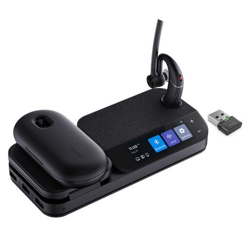 Yealink BH71 Bluetooth Wireless Mono Headset, BHB710 Workstation w/ 3" Colour Touch screen & Carry Case (+20hrs), Qi Wireless Charging,3 Size Ear Plug - CCTV Guru