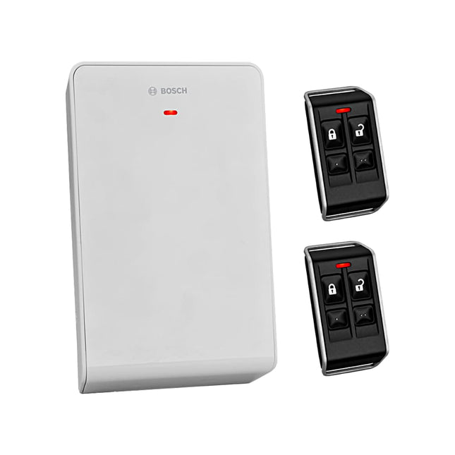 Bosch B810 DLX wireless key fob kit with B810 RADION receiver and two RFKF-FBS 4-button remotes for Solution 3000