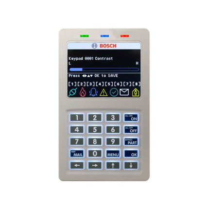 Bosch CP737B and CP736B alarm keypads compatible with Solution 2000 3000 and 6000 security systems