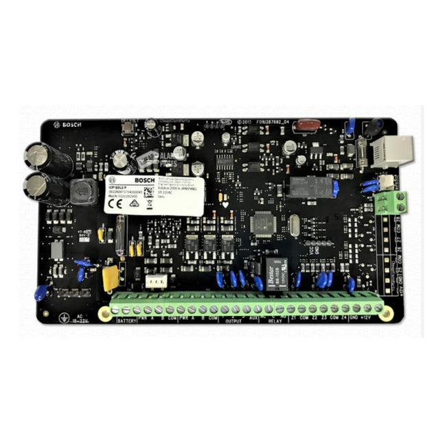 Genuine Bosch ICP-SOL2-P Solution 2000 8-Zone Alarm Control Panel PCB for home security repairs.