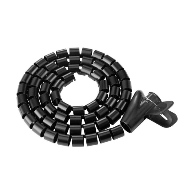 Brateck 15mm 0-59 inch diameter 1-meter black polyethylene PE coiled tube cable sleeve.