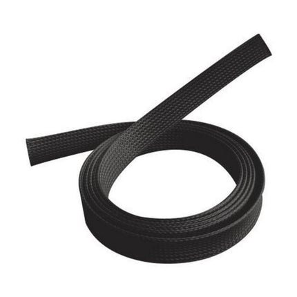 Brateck 20mm wide 1-meter black polyester expandable braided cable sleeve sock.
