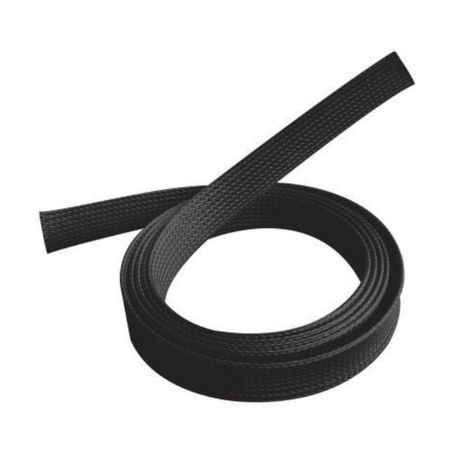 Brateck 20mm wide 1-meter black polyester expandable braided cable sleeve sock.