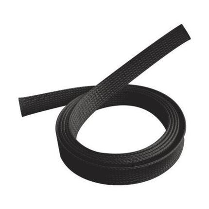 Brateck 40mm wide 1-meter black polyester expandable braided cable sleeve sock.