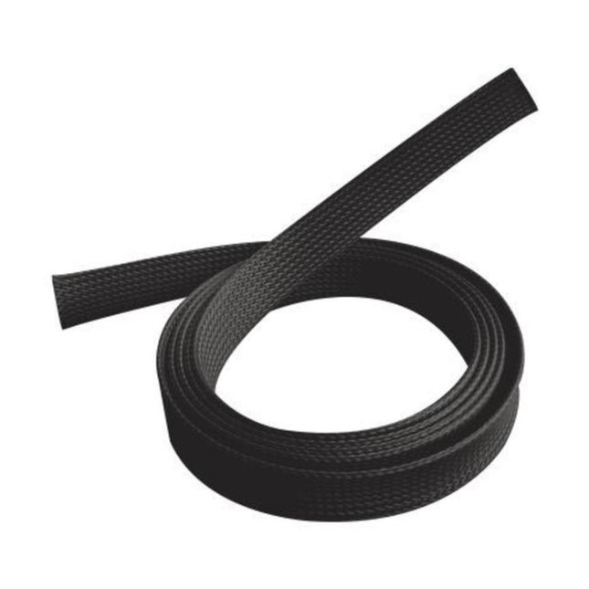 Brateck 40mm wide 1-meter black polyester expandable braided cable sleeve sock.