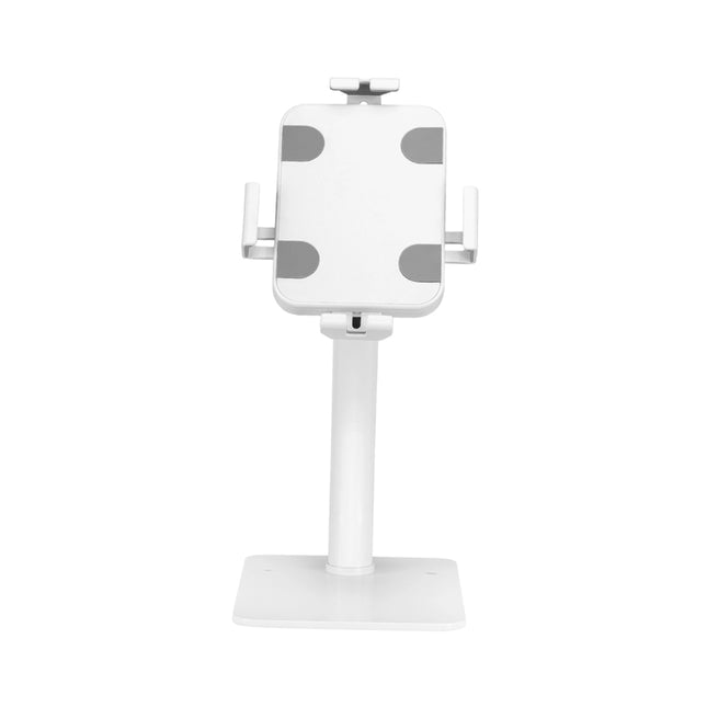 Close-up view of Brateck PAD33-03 anti-theft lock and key system with adjustable width clamps for 7.9-11 inch tablets.