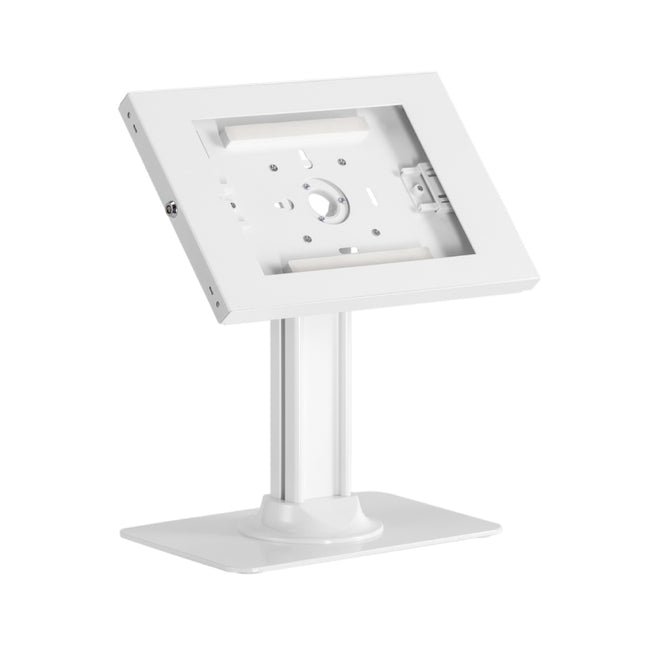 Front view of Brateck PAD34-03 tablet enclosure showing key lock security system and covered home button protection.