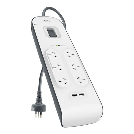 Belkin BSV604 6 - Outlet 2 - Meter Surge Protection Strip with two 2.4 amp USB charging ports, Complete Three - line AC protection, CEW $30,000,2YR - CCTV Guru