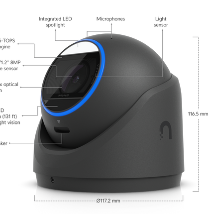 Ubiquiti UniFi Protect G6 Pro Turret UVC-G6-Pro-Turret 4K 8MP PoE+ AI camera with 2.36x optical zoom