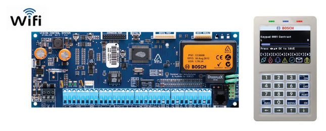 Bosch Solution 6000 Hardwired Alarm Panel PCB (CC610PB) + White WiFi Keypad (CP737B) Tamper Alphanum LCD 144 Zone Touch Tone and Backlit Keys - CCTV Guru