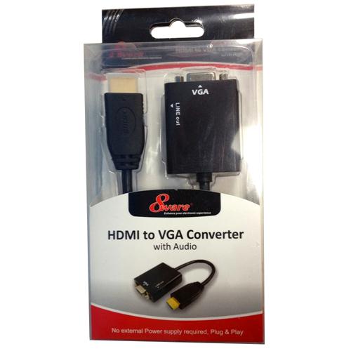 8Ware HDMI to VGA 19 - pin to 15 - pin Male to Female Converter without Power Adapter plus 3.5mm Stereo Audio Out - CCTV Guru