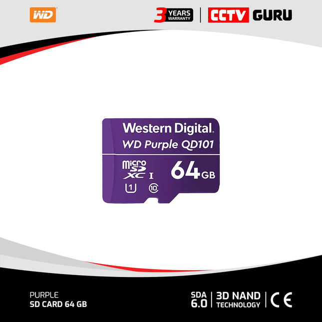 WD Purple 64GB Surveillance SD Card for CCTV Cameras - CCTV Guru