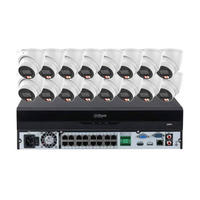Dahua 16 x 6MP 3K CCTV kit with white Smart Dual-Light turret cameras and 16-channel AI NVR, 24/7 full colour, Australia
