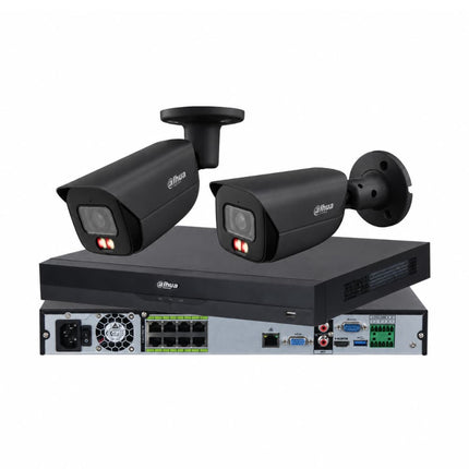 Dahua 2 x 6MP Smart Dual-Light fixed bullet CCTV kit in white with 4, 8-channel or AcuPick PoE AI NVR, Australia