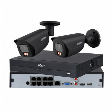Dahua 2 x 6MP Smart Dual-Light fixed bullet CCTV kit in white with 4, 8-channel or AcuPick PoE AI NVR, Australia
