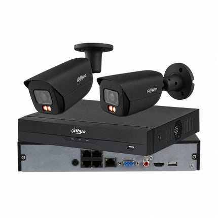 Dahua 2 x 6MP Smart Dual-Light fixed bullet CCTV kit in white with 4, 8-channel or AcuPick PoE AI NVR, Australia