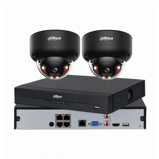 Dahua 2 camera 6MP Smart Dual Light black vandal dome CCTV kit with 4-channel NVR