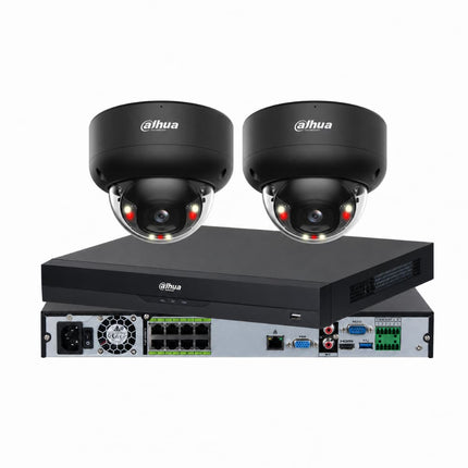 Dahua 2 camera 6MP Smart Dual Light black vandal dome CCTV kit with 8-channel AcuPick NVR