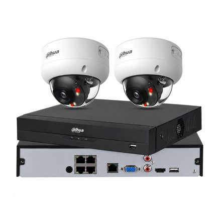 Dahua 2 camera 6MP Smart Dual Light white vandal dome CCTV kit with 4-channel NVR