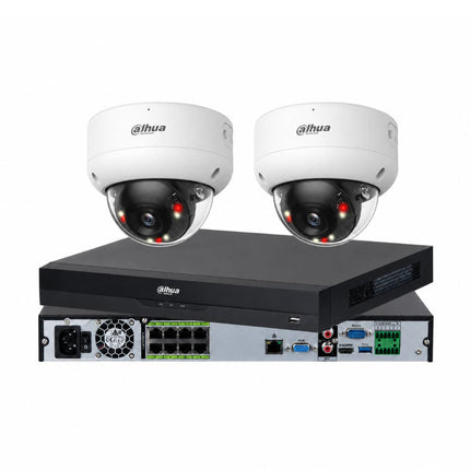 Dahua 2 camera 6MP Smart Dual Light white vandal dome CCTV kit with 8-channel NVR