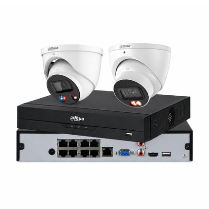 Dahua 2 x 6MP CCTV kit with white TiOC 3.0 and Smart Dual-Light cameras and 8-channel NVR4108 AI NVR, 24/7 full colour, Australia