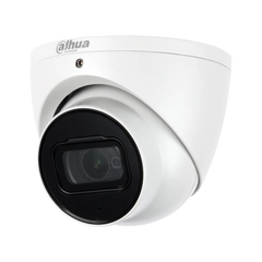 Dahua 8MP 4K HDCVI turret security camera in white, featuring a 2.8mm wide-angle lens and Starlight night vision technology for BNC coaxial systems.