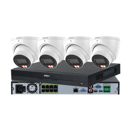Dahua 4 x 6MP 3K full-colour Smart Dual-Light CCTV kit in white with 8-channel PoE AI and AcuPick NVR