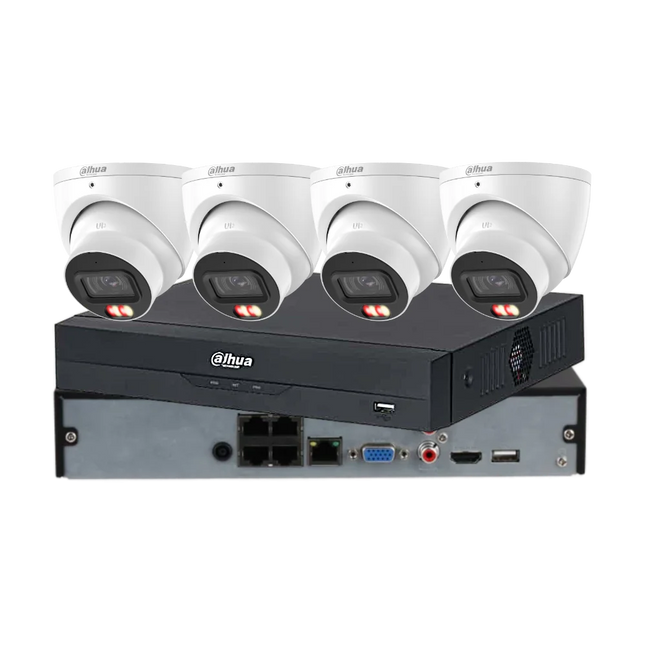 Dahua 4 x 8MP 4K full-colour Smart Dual-Light CCTV kit in white with 4-channel PoE AI NVR