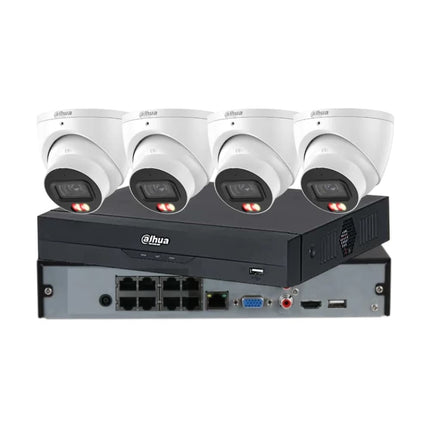Dahua 4 x 8MP 4K full-colour Smart Dual-Light CCTV kit in white with 8-channel PoE AI NVR