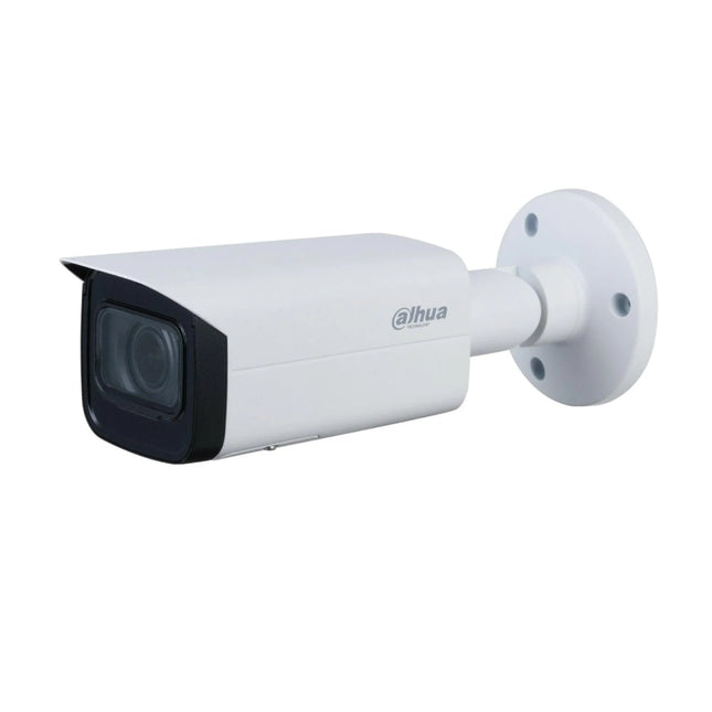 Dahua 5MP Starlight HDCVI motorized bullet surveillance camera (model DH-HAC-HFW2501TUP-Z-A-DP) with integrated mounting bracket.