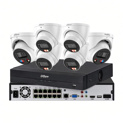 Dahua 6 x 6MP CCTV kit with white 2 TiOC 3.0 and 4 Smart Dual-Light cameras and 8-channel AcuPick NVR5208 AI NVR, 24/7 full colour, Australia