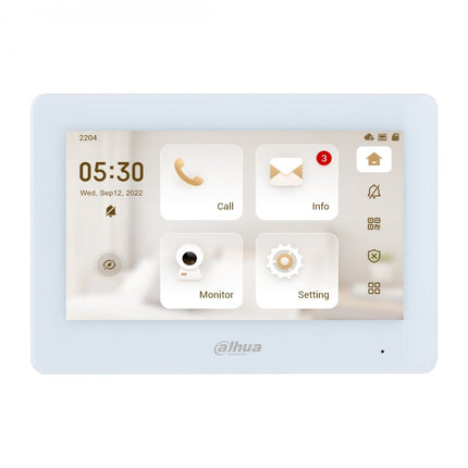 Dahua 7 inch touchscreen indoor monitor for video intercom system in white
