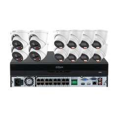 Dahua 8MP 16-channel CCTV kit with 4 white TiOC 3.0 active-deterrence and 6 white Smart Dual-Light turret cameras and 16CH AI NVR, Australia