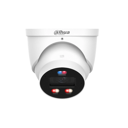Dahua TiOC Pro Red and Blue flashing police lights for active deterrence on 8MP 4K camera