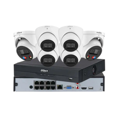 Dahua 6 x 8MP Turret Security Camera Kit: 4 IR & 2 x Full Colour TiOC + 8CH AI NVR - White