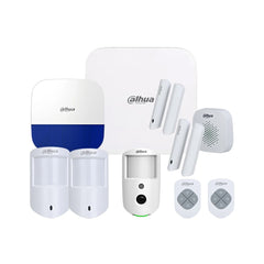 Dahua ARC3800H premium wireless alarm kit bundle with PIR sensors, door contacts, indoor and outdoor sirens, keyfobs and hub