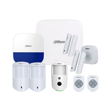 Dahua ARC3800H premium wireless alarm kit bundle with PIR sensors, door contacts, indoor and outdoor sirens, keyfobs and hub