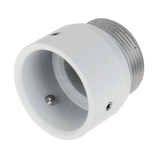 Close-up view of precision threaded connection bayonet interface and locking screws on Dahua PFA110.