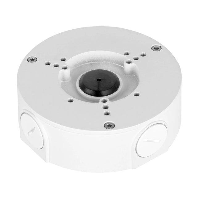 Dahua DH-AC-PFA130-E waterproof white aluminum junction box for dome and eyeball security cameras.
