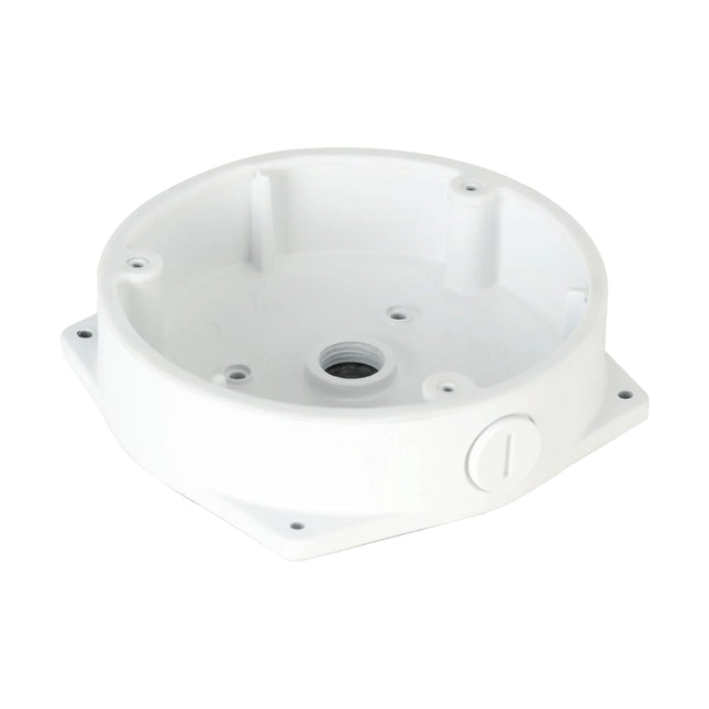Dahua DH-AC-PFA132-E white aluminum wall mount bracket for bullet and eyeball security cameras.