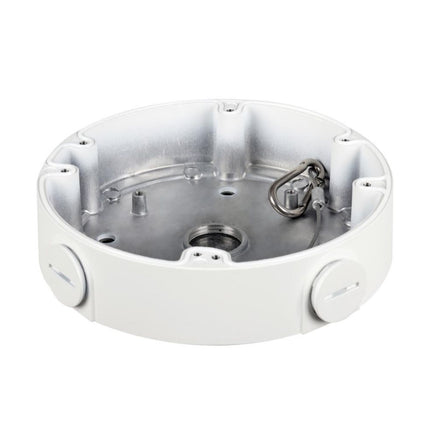 Dahua DH-AC-PFA138 weather-resistant white aluminum junction box for CCTV security camera mounting.